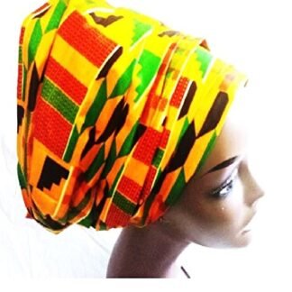 African Fabric Ankara Prints Kente Head Wrap 20" X 70" inch (#2)