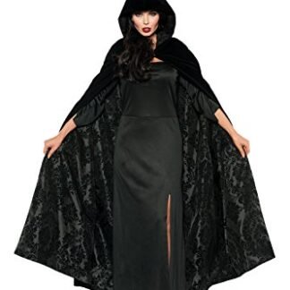 Women's Velvet & Satin Hooded Cape - Damask