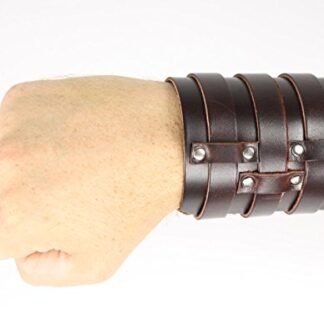 3 Strap Leather Wristband Costume Accessory (Brown)