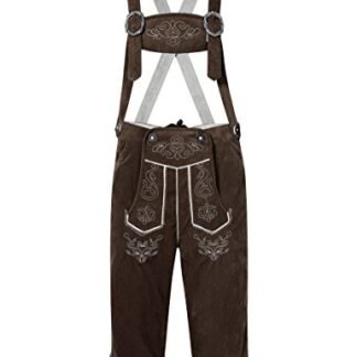 KoJooin Men’s Oktoberfest Lederhosen with Suspenders Leather Trousers Deep Coffee 46