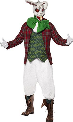Smiffy’s Men’s Rabid Rabbit Costume, Jacket, Top, Cravat and Bow Tie, pants and Mask, Once Upon a Nightmare, Halloween, Size L, 23019