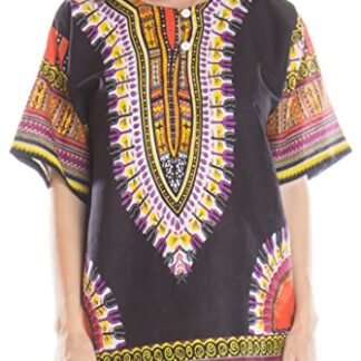 Ragstock Women's Traditional African Print Dashiki, Black-Large