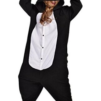 ABING Halloween Pajamas Homewear OnePiece Onesie Cosplay Costumes Kigurumi Animal Outfit Loungewear,Black Cat Adult S -for Height 150-158cm