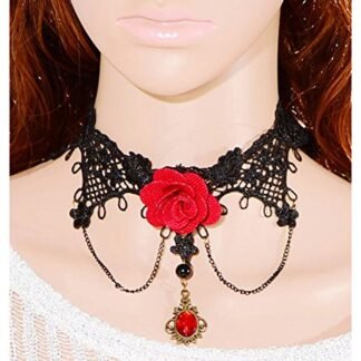 Women's Latin / Dia De Los Muertos Choker Necklace Black / Red (Black/Red)
