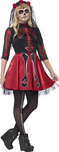 Smiffy's Teen Girls' Day Of The Dead Diva Costume, Dress and Headpiece, Halloween, Size S, Ages 14+, 44342