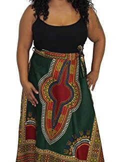 African Planet Women's Maxi Length Dashiki Wrap Around Skirt (Hunter)