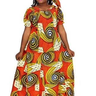 African Planet Women's 3 Piece Set Buba Blouse Elastic Skirt Gele Headwrap