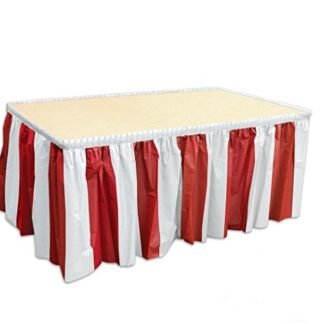 4 pack Red & White Striped Table Skirt Carnival Circus decorations by Oojami