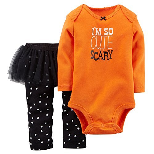 Carter's Baby Girls' Halloween Bodysuit & Tutu Pant Set (3 Months, Orange/Black)