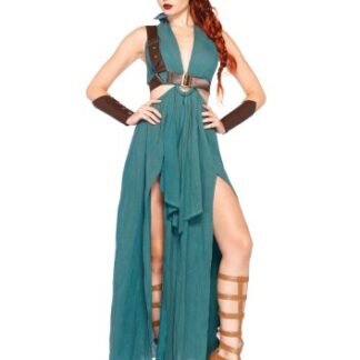 Leg Avenue Women’s 4 Piece Warrior Maiden Costume, Green, Large