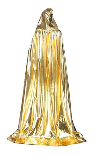 Hooded Cloak Role Cape Play Costume Shining Gold 150cm
