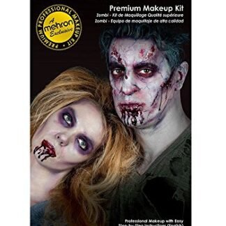 Special Effects Premium Zombie Apocalypse Makeup Kit By Mehron - Halloween SFX Make Up - Bruise Ring, Blood Gel, Flesh Liquid Latex & Color Cup, Decayed Teeth, Brush, Foam Wedge, Wipes & Instructions