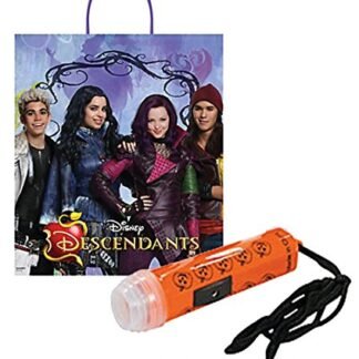 "Disney Descendants" Happy Halloween Trick or Treat Candy Loot Bag!! Plus Bonus "Safety First" Mini Halloween Flashlight Necklace!