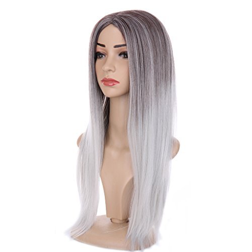 Colorful House Women’s Long Straight Hair Black to Grey Cosplay Costume Wig