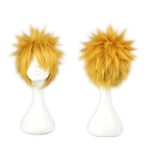 COSPLAZA Cosplay Wig Short Spiky Gold Anime Show Party Full Hair