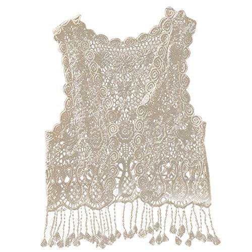 Kid Baby Girls Sleeveless Lace Crochet Hollow Top T-shirt Tassel Fringe Vest