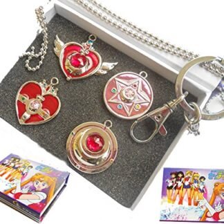 Touirch Anime Sailor Moon Key Chain Gift Necklace Pendant Cosplay Jewelry Toy Set (D)