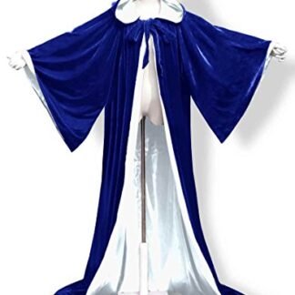 ANGELWARDROBE Halloween Robe Wizard Cloak Wicca LARP LOTR Blue-White 6XL