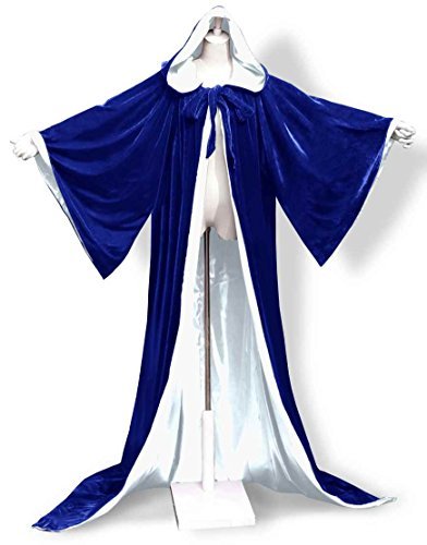 ANGELWARDROBE Halloween Robe Wizard Cloak Wicca LARP LOTR Blue-White 6XL