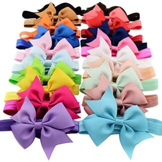 Qandsweet 20pcs Baby Girls Headbands and Forked Tail Bow Photography (20 Colors L-3.5" W-2.7" Bow)
