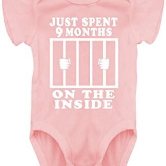 Aiden's Corner - 9 Months Inside Bodysuits - Funny Baby Boy & Girl Clothes (0-3 Months, Pink)