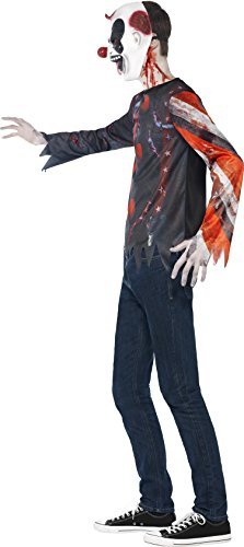 Smiffy’s Teen Boys’ Sinister Creepy Clown Kit, Top and Latex Mask, Sublimation Print, Halloween, Size S, Ages 14+, 44344 - Image 3