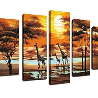 ARTEWOODS Abstract Canvas Wall Art Decor Giclee Prints Framed 5 Panels Contemporary Painting Modern Art Reproductions Printed on Canvas Ready to Hang for Home and Office Decoration