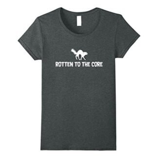 Womens Funny Halloween Black Cat Shirt, Rotten To The Core Costume  Large Dark Heather