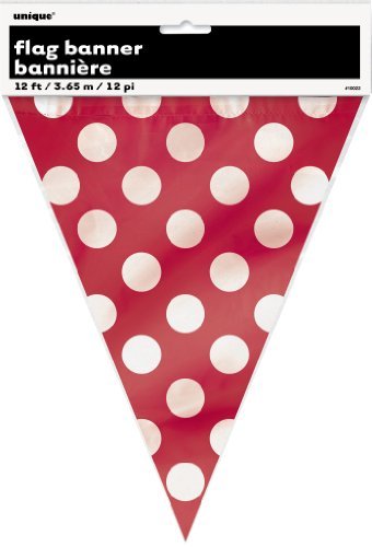 12ft Red Polka Dot Pennant Banner - Image 2