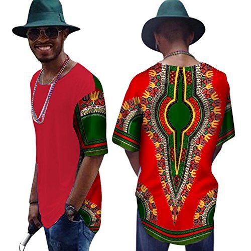 African Unisex Dashiki Print Bright Cotton Casual T-shirt Top 7 XL