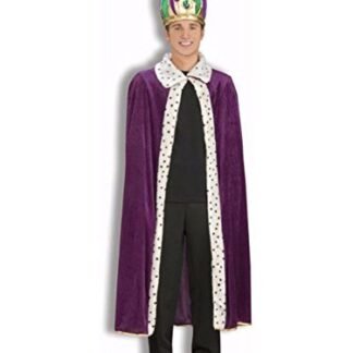 Forum Mardi Gras King Robe and Crown Set, Purple/Green/Gold, Adult