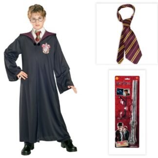 Harry Potter Child Costume including Gryffindor Robe, Glasses, Wand and Tie - Large