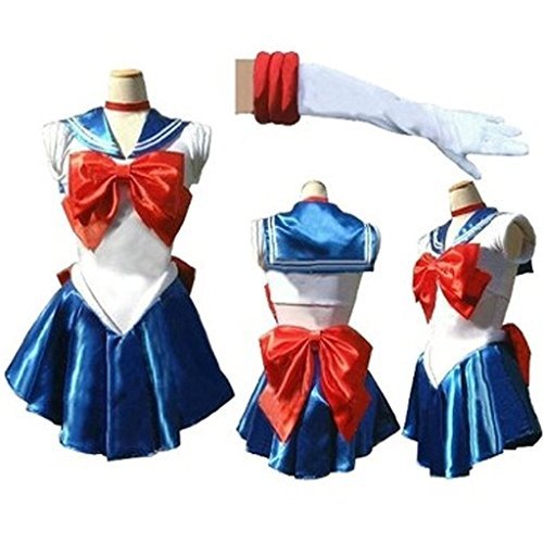 Tricandide Cosplay Costume Dress Sailor Moon Style Dress BeepBlue M