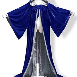 ANGELWARDROBE Halloween Robe Wizard Cloak Wicca LARP LOTR Blue-Silver 2XL