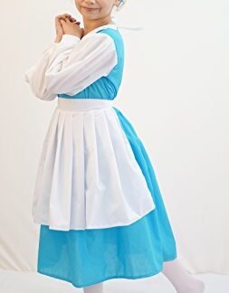 Stage-World Book Day-Beauty & The Beast BELLE BLUE DRESS WITH PINNY Child's Fancy Dress Costume - All Children's Sizes (AGE 7-8)