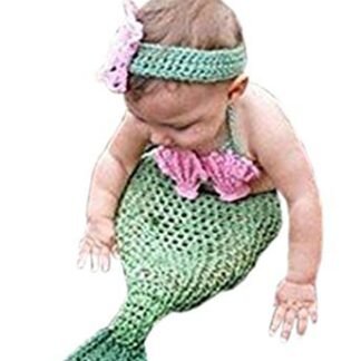 Pinbo Baby Girls Photography Prop Cute Animal Mermaid Knitted Crochet Costume Headband Bra Tail