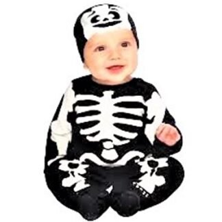 Infant Lil' Skeleton Halloween Costumes Includes Jumper, Booties and Headpiece 0-6m