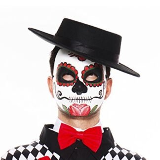 Music Legs Men's Day Of The Dead Mask, White/Red/Black, One Size