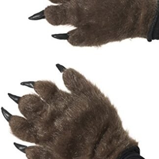 Smiffy's Adult Unisex Hairy Monster Hands, Brown, One Size, 36670