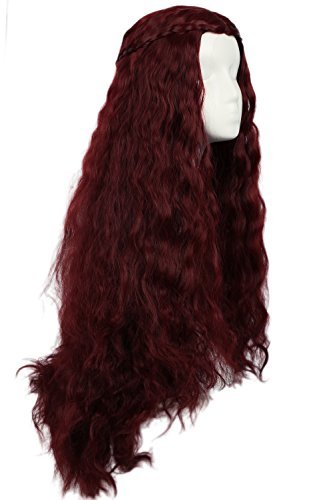 Melisandre Wig Cosplay Curly Long Hair Wine Red Costume for Halloween Party - Image 3