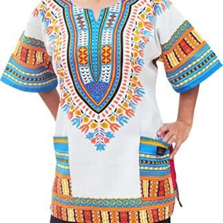 RaanPahMuang Unisex African Dashiki Kaftan Shirt all sizes XS - 5XL All Colours, XX-Large, White SkyBlue