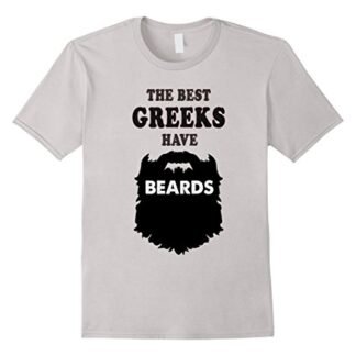 Mens bearded Greek Gift tshirt, Greece Costume beards tees shirt Large Silver