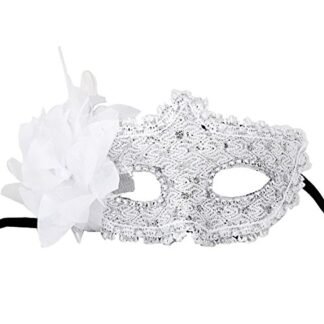 Coxeer Masquerade Mask for Women Mardi Gras Mask with Flower