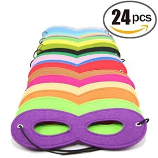 24Pcs Superhero Masks Cosplay Half Party Felt Eye Masks with Elastic Rope for Kids Party Multicolor