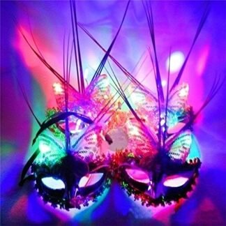 San Tokra Flashing Masquerade Eyemask, Venetian Butterfly Feather Half Face Mask