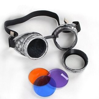 100% ABS Costume Props Cosplay Vintage Steampunk Goggles Glasses Welding Cyber Punk Gothic (Old Silver Frame)