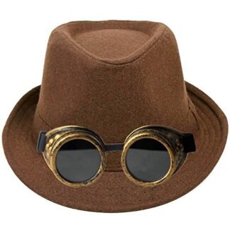 FLORATA Hats Accessories-Vintage Steampunk Goggles-Party,Cosplay Props(Yellow)