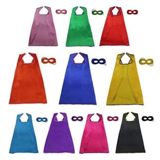 iROLEWIN Superheros Cape & Mask for Kids Costumes Dress-Up Party Games (Set of 10)