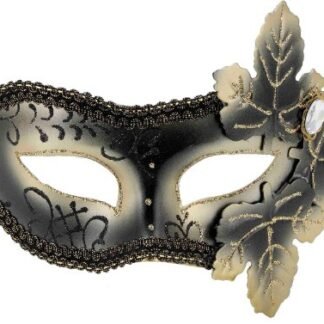 Forum Mardi Gras Costume Masquerade Venetian Half Mask With Leaves and Glitter