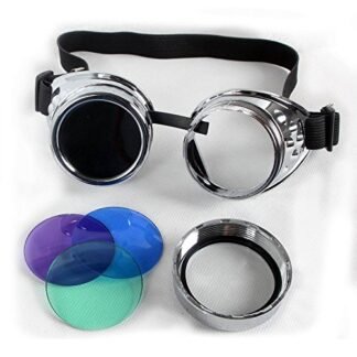 100% New ABS Costume Props Cosplay Equipment Vintage Steampunk Goggles Glasses Cyber Punk Gothic (Silver Frame)
